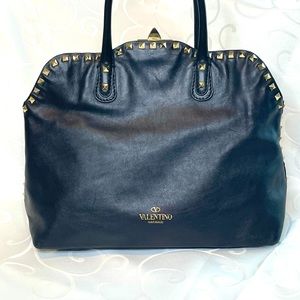 AUTHENTIC Valentino Rockstud Dome Satchel Leather